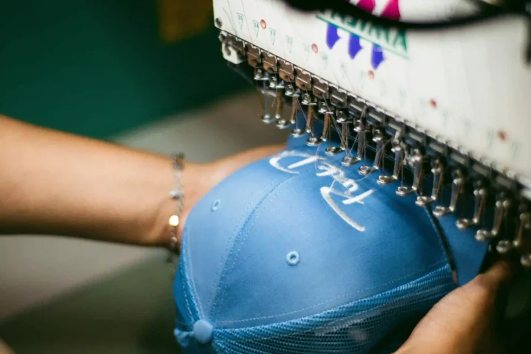 embroidering a cap